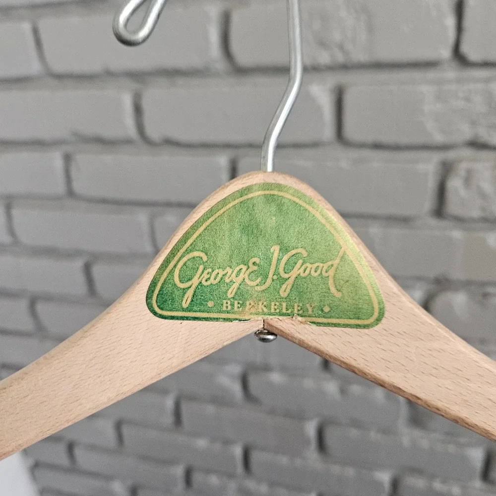 Vintage George J Good Berkeley Garment Bag and Wooden Suit Hanger Yugoslavia